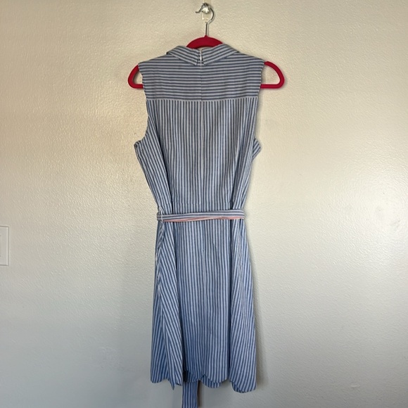 NWT Harper Rose Belted Striped Shirt Dress Blue Scalloped Hem Button Front sz 14 - Picture 8 of 8